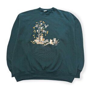 Vintage Morning Sun, Cat & Dog Welcome Tree with Bird Sweatshirt